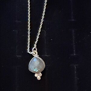 Labradorite Sterling Silver Pendant Necklace 16-18 in adjustable chain